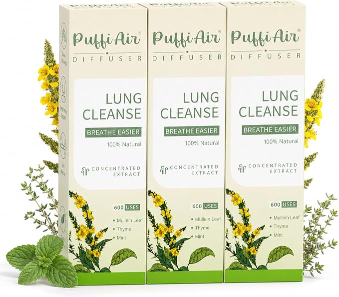 PUFFIAIR Botanical Fragrance Stick Set, Plant-Based Mullein, Thyme & Mint Botanical Scent, Personal Fragrance Accessory, 3 Sticks