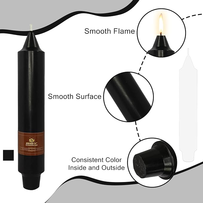 Halloween Taper Candles Sticks Unscented 4 PCS Black Taper Candlesticks 7 inch Short Tapered Candles Stick Candle for Halloween Dinner Party Home Décor Candlesticks