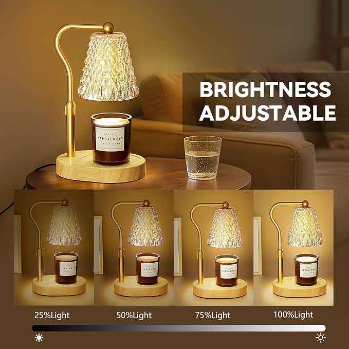 Candle Warmer Lamp with Timer Dimmer, Birthday Gifts for Women Mom, Height Adjustable Wax Melt Warmer for Jar Candles with 2 Bulbs, House Warming Gifts New Home Decor