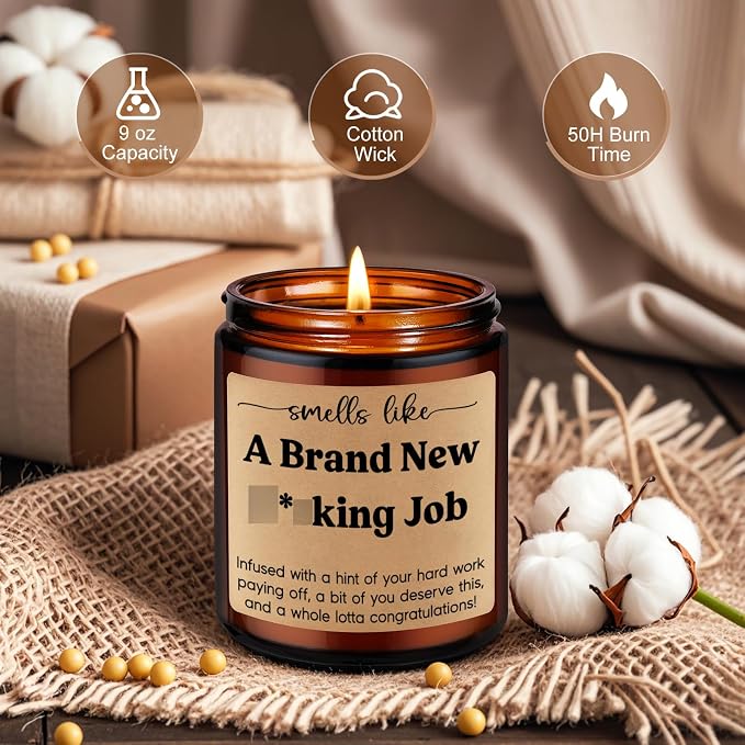 LEADO Scented Candle, New Job Gifts for Women, Men - Congratulations Gifts, Leaving Work, Promotion Present for Women, Friend, Boss - Congrats on New Job, Funny Presents for Coworker Leaving