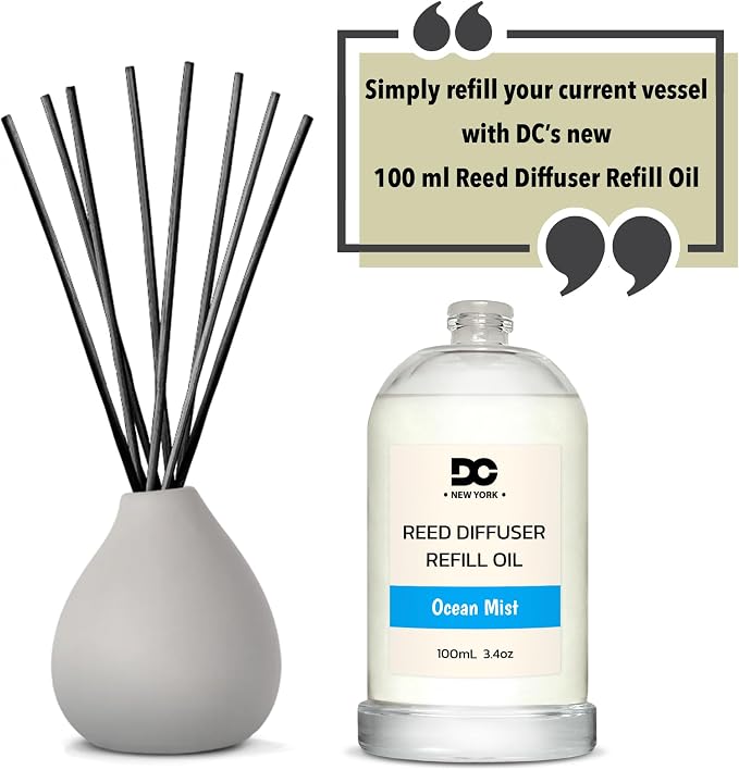 Daniella's Candles Ocean Mist Reed Diffuser Refill Oil, 3.4oz/100ml, Premium Fragrance Oil, Home Fragrance, Oil for Reed Diffusers, Long Lasting