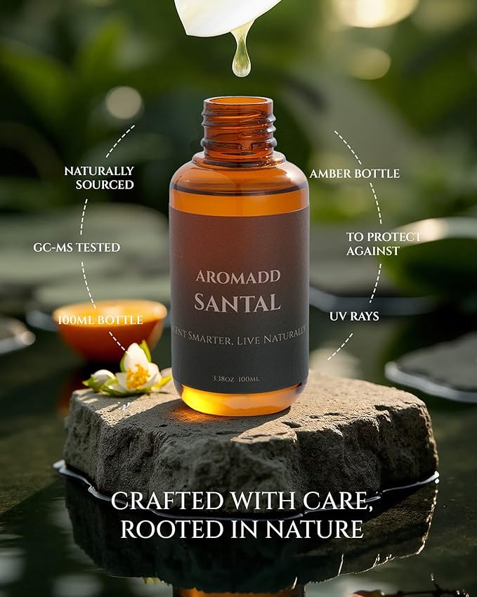 Aromadd Santal Diffuser Oil Inspired by Luxury Hotel Scent, Premium Fragrance Oils for Waterless Diffuser, Warm Sandalwood & Amber Aroma, Long-Lasting Home Fragrance - 3.38 fl oz (100 mL)