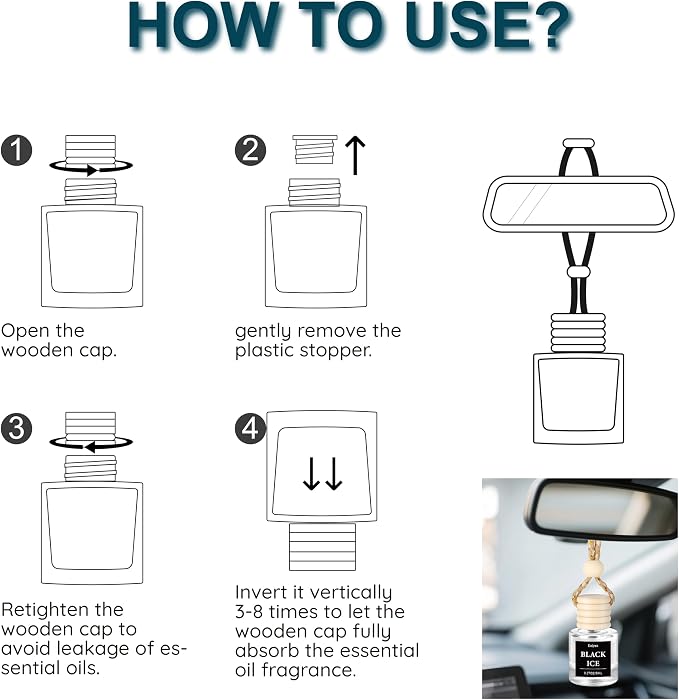 Hanging Car Air Freshener (Pack of 3) : Luxury Car Perfume for Women Men | Cute & Reusable Bottle with 45+ Days Long-Lasting Fragrance Oil Diffuser, Forest Reserve
