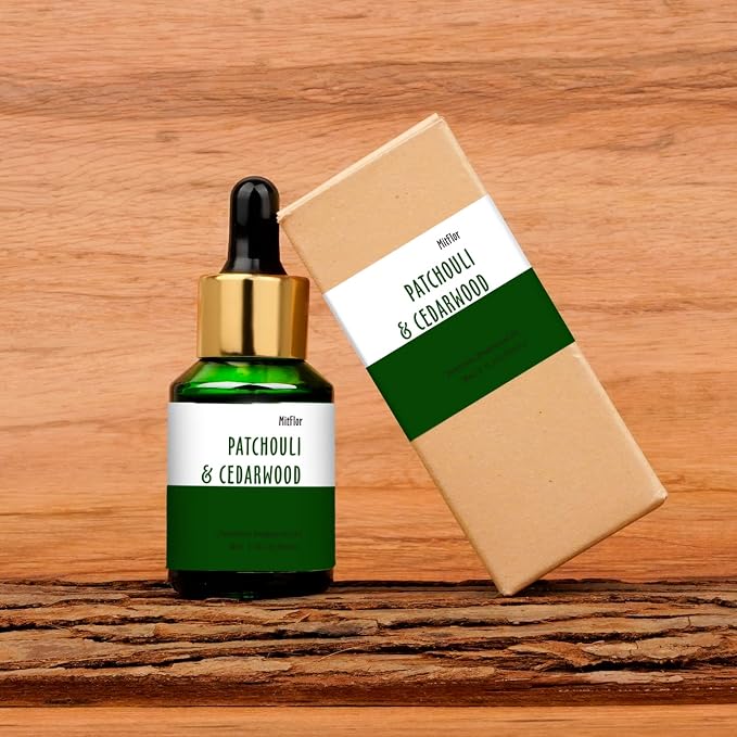 Patchouli & Cedarwood Fragrance Oil, MitFlor Single Scented Oil, Premium Grade Fragrance Oil for Soap & Candle Making, Large Size Aromatherapy Oil, Woody and Forest Scent, Home Fragrance, 30ml