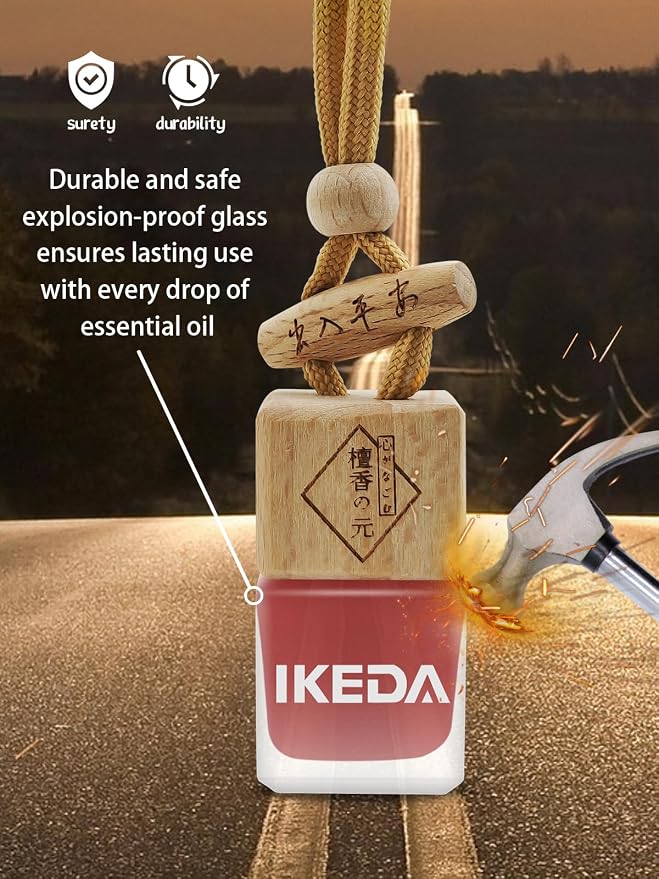 Ikeda Car Air Freshener: Hanging Car Smell Air Freshener | 10ml Hanging Car Perfume | Long Lasting Fragrance | Strong Scents Diffuser for Auto Home (Black pomegranate|Square)