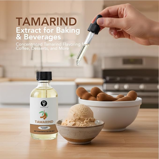 Dolce Flav Natural Tamarind Extract – 2 oz Water-Soluble Concentrated Flavoring for Baking, Beverages, Sauces & Frozen Treats | Kosher | Made in USA
