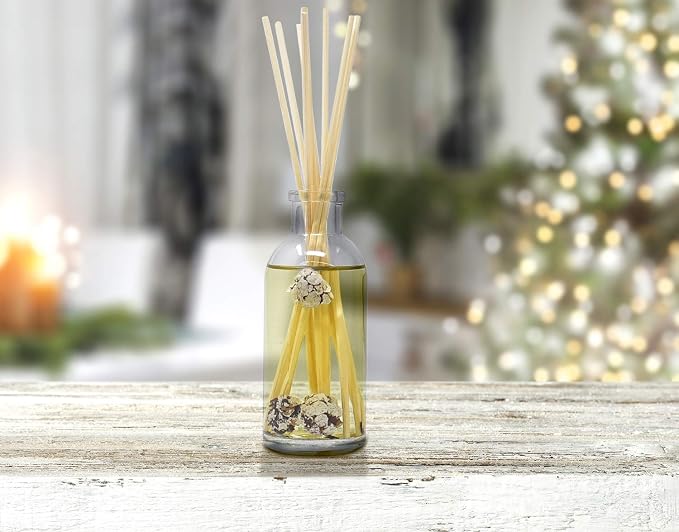 Urban Naturals Frosted Pinecones Holiday Scented Reed Diffuser Oil Gift Set | Pine, Cinnamon, Clove, Cedar Wood, Sandalwood and Vanilla Bean Scent Notes - 3.75 Ounces - Vegan - Made in the USA