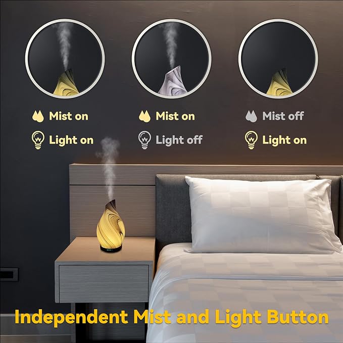 Essential Oil Diffuser Aromatherapy Diffuser 120ml Cool Mist Aroma Diffuser with 7 Colors Changing Light, Timer and Auto-Off Function (Grey Swirl)