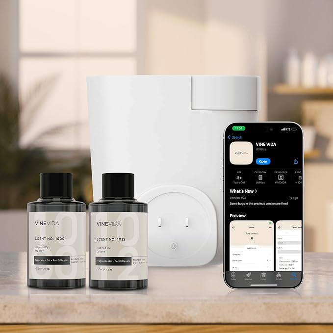 VINEVIDA Prime Plug-in Aroma Diffuser for Home & Office | Waterless Diffuser - Cold Air Diffuser for Essential Oils (2 Hotel Scents Included)