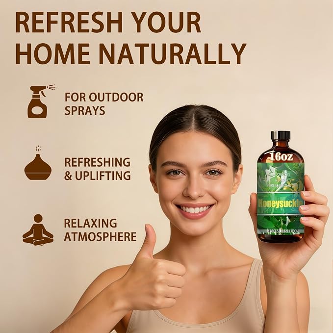 Honeysuckle Essential Oil - Honeysuckle Fragrance Oil for Diffuser, Massage, Humidifier, DIY Candle, Soap Making, Home, Bath, Yoga - 16 fl oz (480ml) - ZODION Essential Oils
