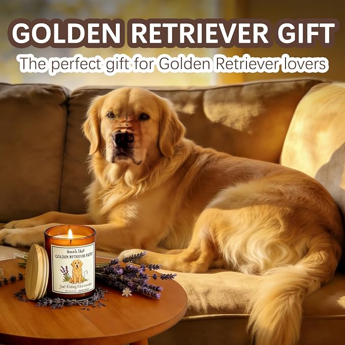 Golden Retriever Gifts & Decor - Scented Candle for Dog Lovers Dog Mom Dad Gift | Smells Like Golden Retriever Farts Candle| Crafted by Natural Soy Wax Lavender Scented Candle Gift for Women Birthday