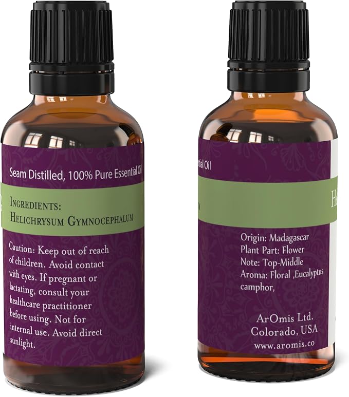 ArOmis Organic Helichrysum Gymnocephalum Essential Oil - Helichrysum G. - Unique Curcumene and Eugenol-Rich Aroma - 100% Pure & Undiluted - 10ml (.34 fl oz)