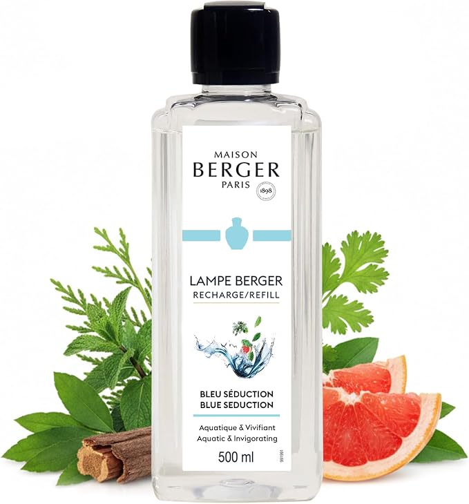MAISON BERGER Lampe Berger Refill, 500 ml, Bleu Séduction | Catalytic Lamp Fragrance Refill, Helps Neutralize Odors, ~80 h Fragrance Diffusion, Made in France