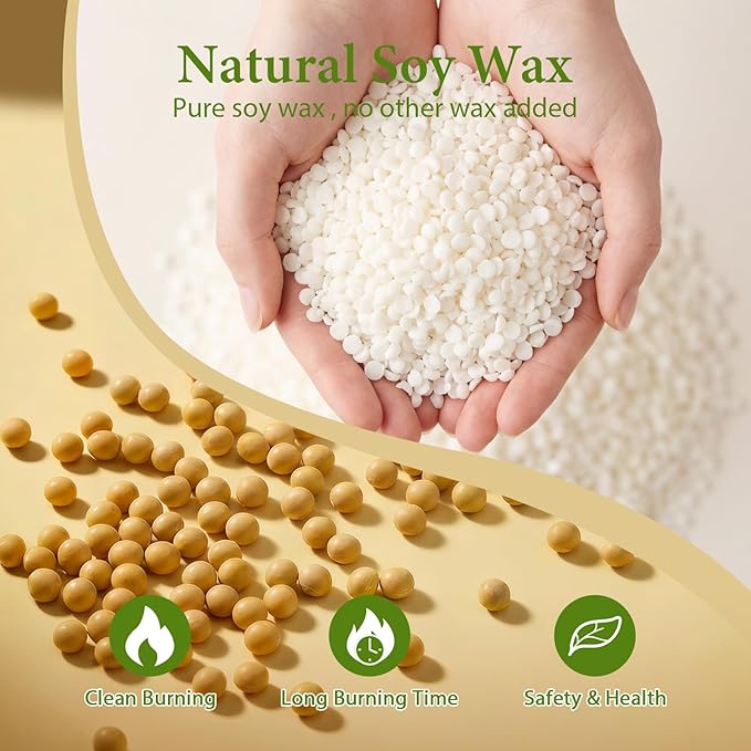 SAEUYVB Soy Wax for Candle Making,10 lbs Natural Soy Wax Pellets with 20 Color Liquid Dye,20 Cotton Wicks,Complete Candle Making Supplies for Adults- Ideal for Home Decoration & DIY Gifts