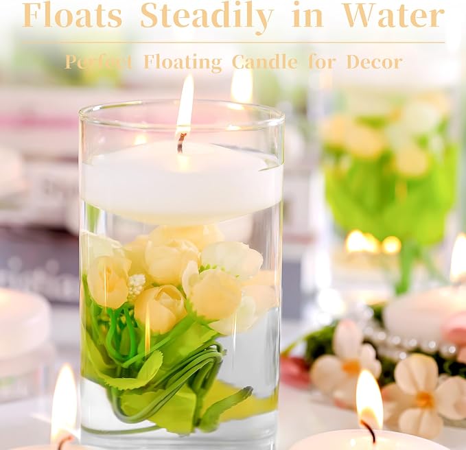 3 Inch Vanilla Sugar Scented Floating Candles,36 Pack White Floating Disc Candles, 8-10 Hour Long Burning for Wedding Centerpieces, Home Spa, Holiday Party & Pool Decor,Outdoor Dinners