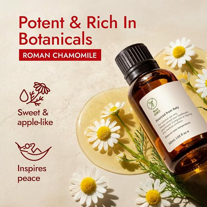 H'ana Roman Chamomile Oil - 1.02 Fl Oz Roman Chamomile Essential Oil for Hair, Skin, Diffuser, Aromatherapy & DIY