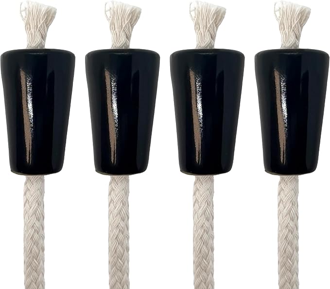 Oeno Afterglow Bottle Wicks, Glass Bottle Wick Holder, Use with Lamp Oil, Set of 2 (Black - Set of 4)