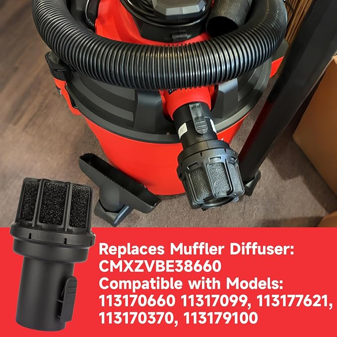 Replace for Shop Vac Muffler Diffuser CMXZVBE38660 For Craftsman Shop Vac Parts and Ridgid Shop Vac Accessories | 2-1/2 Inch Muffler Diffuser Vacuum Exhaust Filter for Quieter Operation