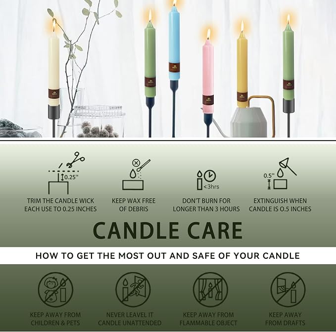 Olive Green Taper Candles Sticks Unscented 9 inch Tapered Candle Ideal as Dinner Smokeless Long Burning Candlesticks for Weddings Dinner Party Home Decor