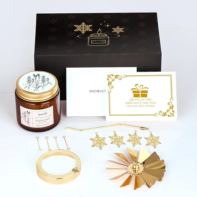 Christmas Candles Gifts for Women, Birthday Gifts for Daughter Sister Mom Wife, Unique Gift for Friend Women Rotatable Lavender Candles Gift for Anniversary Birthday Mothers Day