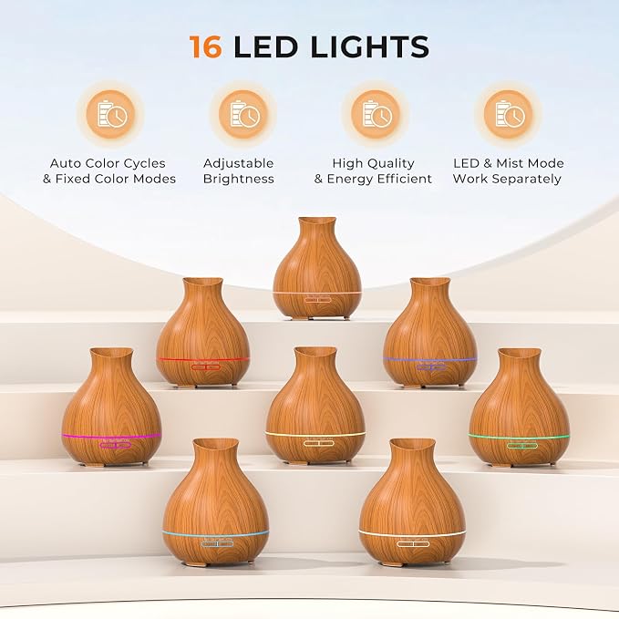 Aromatherapy Essential Oil Diffuser,2 PCS Humidifier with 550ml Lasting Mist Output Waterless Auto-Off Ultrasonic Diffusers 7 Color LED Lights Cool Mist Humidifier for Large Room, Home