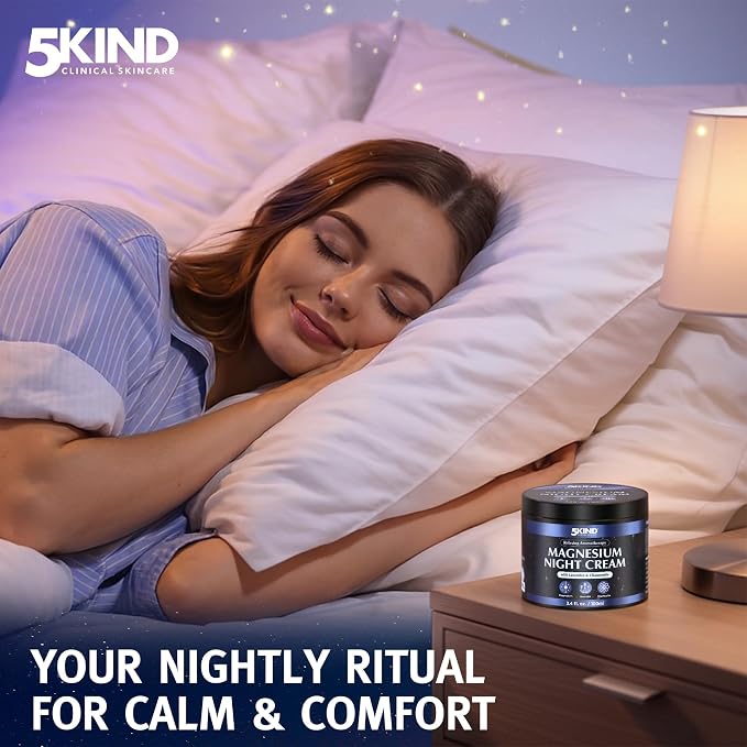5Kind Magnesium Lotion for Sleep 3.4 fl oz - Magnesium Sleep Cream - Topical Magnesium Cream - Relaxing Lavender & Chamomile Magnesium - Infused with Lavender Essential Oils - Natural Sleep Aid