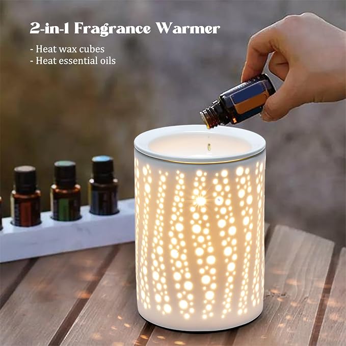 Wax Melt Warmer, Essential Oil Burner, 3-in-1 Heater Removable Tray for Warming Scented Candles to Bedroom Living Room Decor, Ideal Gift for Valentines Mother's Day, Spa and Aromatherapy (Polka Dot)