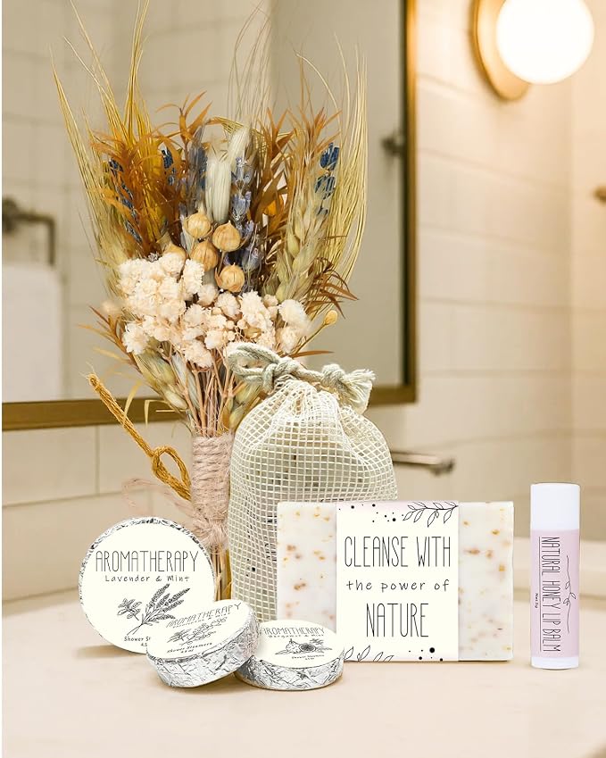 Spa Gifts for Women - Mothers Day Gift Basket for Her, Natural Themed Self Care Kit, Birthday Anniversary Care Package Ideas for Wife Girlfriend Mom from Daughter Husband Friend, 8PCS Items