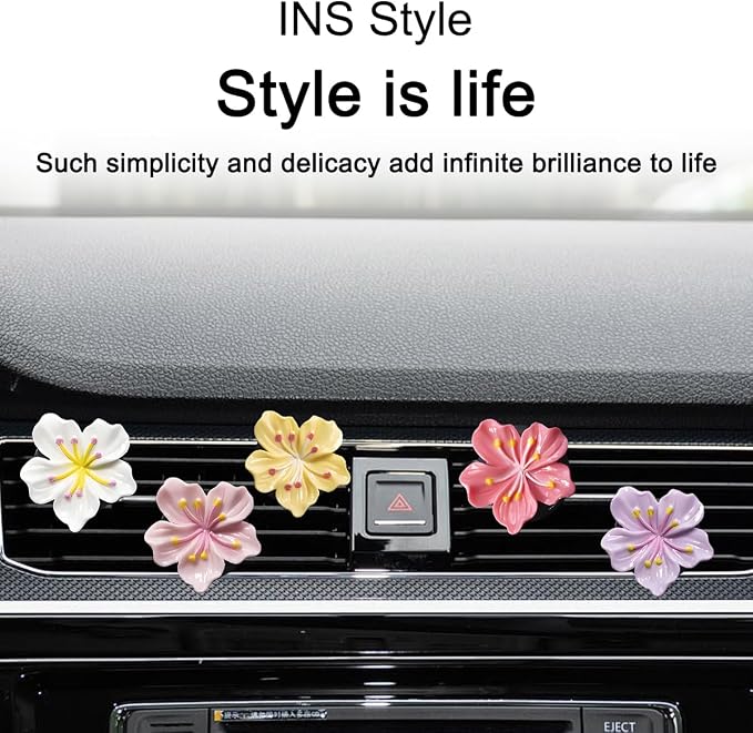 Bittwee 4PCS Car Air Vent Clip, Cute Refillable Flower Aesthetic Automotive Vent Clip Air Freshener Diffuser for Women Girls, Vehicle Interior Decoration Universal for SUV Truck RV and More（Pink）