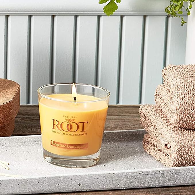 Root Candles Scented Candles Honeycomb Beeswax Blend Premium Handcrafted Candle, Small Veriglass, Tangerine Lemongrass