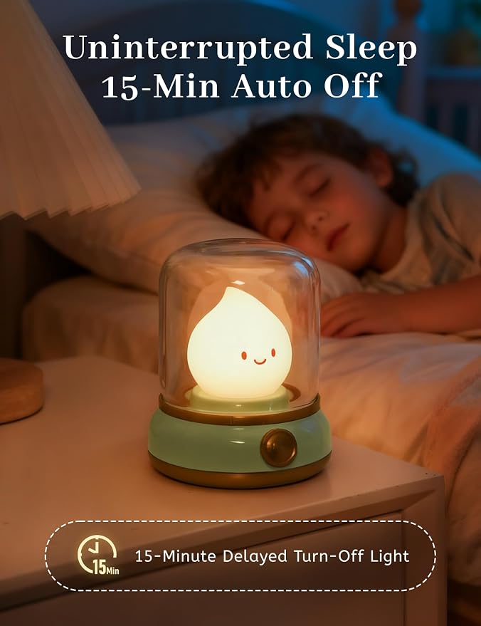 WANIDEA Chibi Flame Lamp, Sleep White Noise Machine Night Light,Waterproof Shower Lamp5 White Noise with 4 Level Volume Adjustment, Rechargeable Lamp,Decor,Gift for Girls