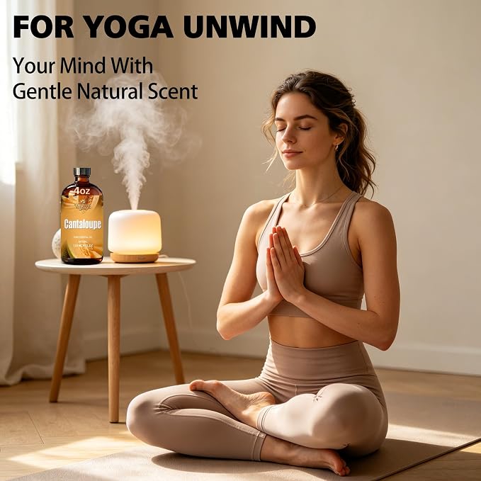 Cantaloupe Essential Oil, Cantaloupe Oil 4 Fl Oz 120ml for Diffuser Yoga Soap & Candle Making – with 0.33 Oz Roller Ball & Dropper YHSESSE Essential Oils