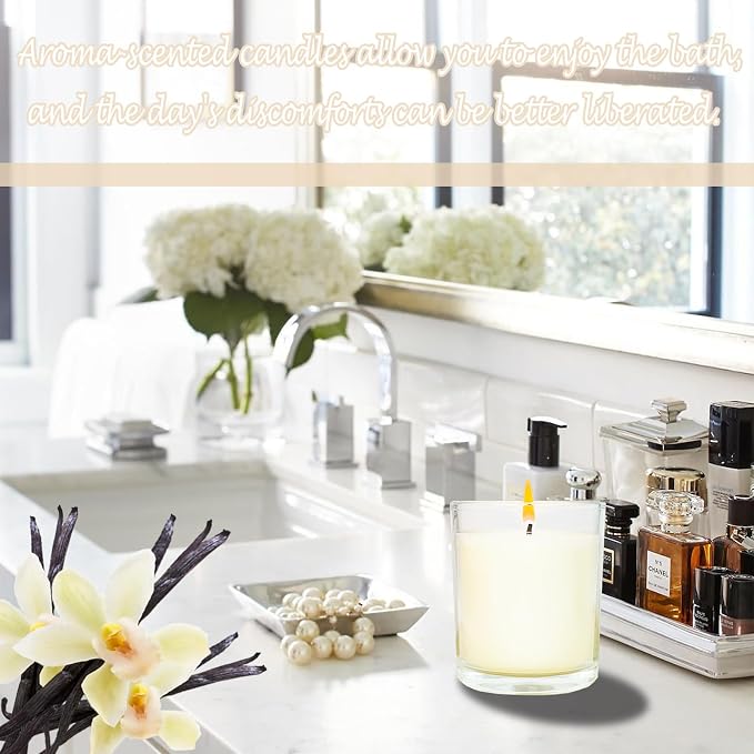 12 Pcs 6 Oz Bulk White Soy Candles,Vanilla Scented Candles Set,Bulk Aromatherapy Candle,Great Stress Relieving Scented Candle for Girls as a Gift for Birthdays, Weddings and More!