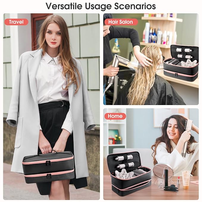 Travel Carrying Case for Hair Dryer for Shark FlexStyle Hair Dryer Bag Double-Layer Beauty Styler Organizer Hair Tool Storage Bag Hairdryer Accessories Black Case
