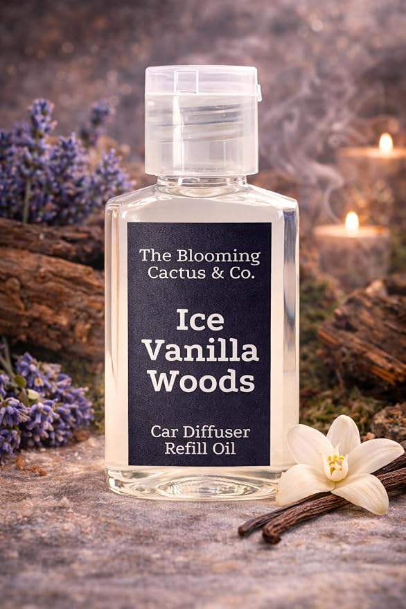 Car Diffuser Oil Refill 1 oz – Essential Oil Car Air Freshener Refill for Hanging Car Diffuser, Long Lasting Fragrance Oil, Phthalate Free, Multiple Scents. | Iced Vanilla Woods