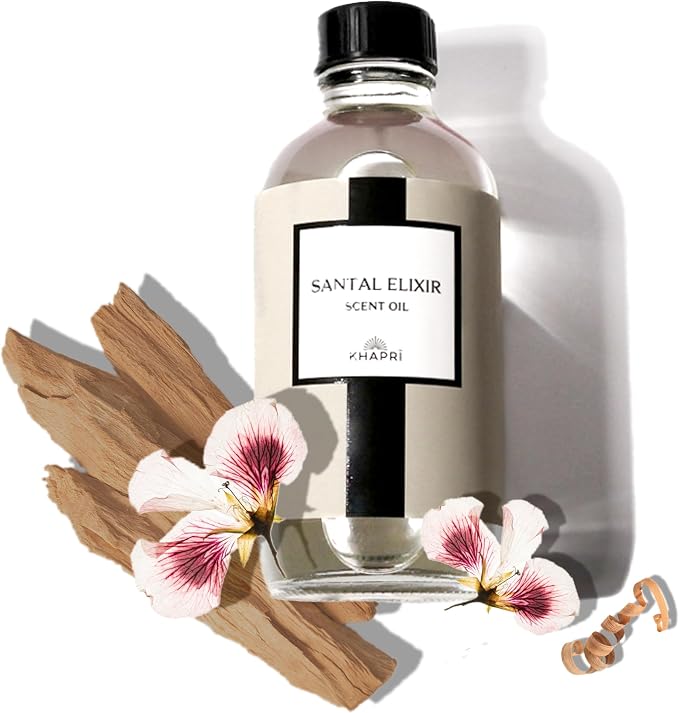 Hotel Inspired Home Perfume Collection - Santal Elixir Scent - Premium Essential Oil Blend for Diffusers (150mL / 5.1 Fl Oz) Aroma with Sandalwood, Cardamom, Geranium | Long-Lasting, Made in USA