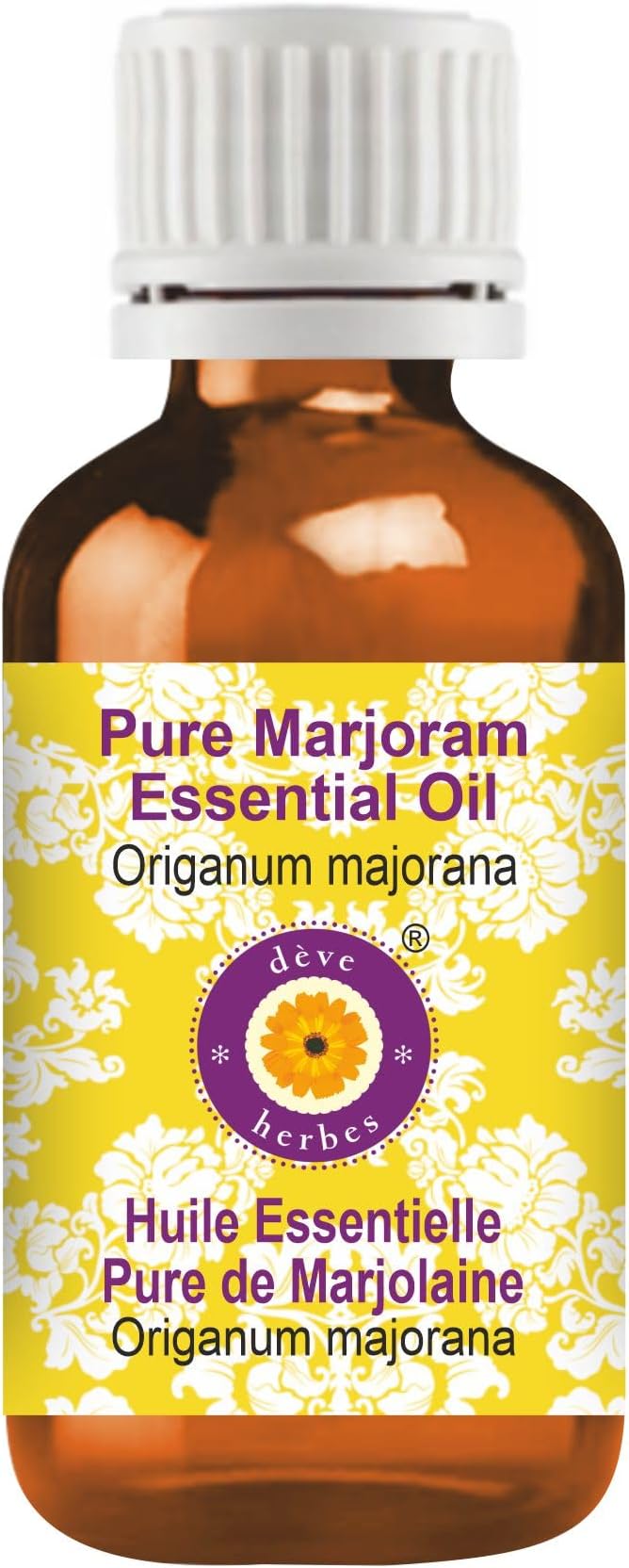 Deve Herbes Pure Marjoram Essential Oil (Origanum majorana) Steam Distilled 15ml (0.50 oz)