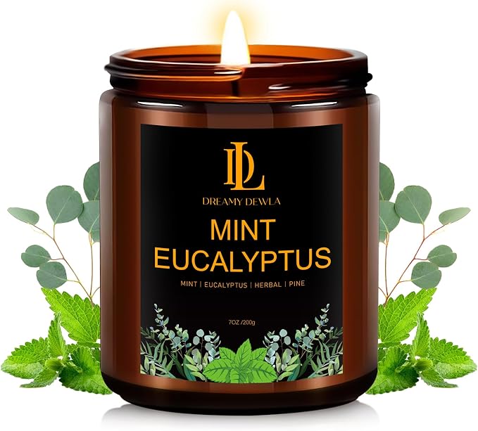 Mint Eucalyptus Candles, Mint Eucalyptus Scented Candle, Mother's Day Candle Gifts for Women, Soy Candles for Home Scented, 7oz 50 Hours Burn