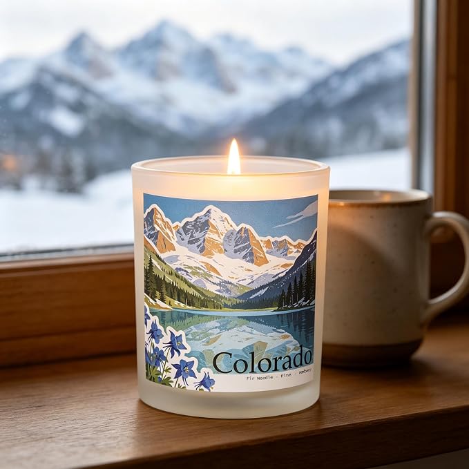 Colorado Summit Scented Candle, Fir Needle & Pine & Amber, Colorado Gifts, Colorado Souvenirs, Rustic Colorado Decor, 100% Soy Wax, 7OZ