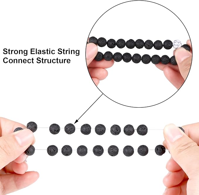 BBTO 4 Pcs Couples Bracelets Long Distance Matching Bracelets 8mm Howlite Beads Black Matte Agate for Couples Gift Religion Charm Friendship BFF Jewelry