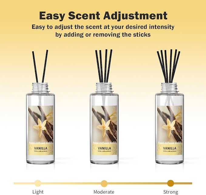 SCENTORINI Reed Diffuser Oil Refill, Vanilla Diffuser Oil 6.76 Fl Oz, Natural Scented Essential Oil Refill Long Lasting Summer Home Fragrance for Room Spa Aromatherapy Bathroom Home Hotel Decor