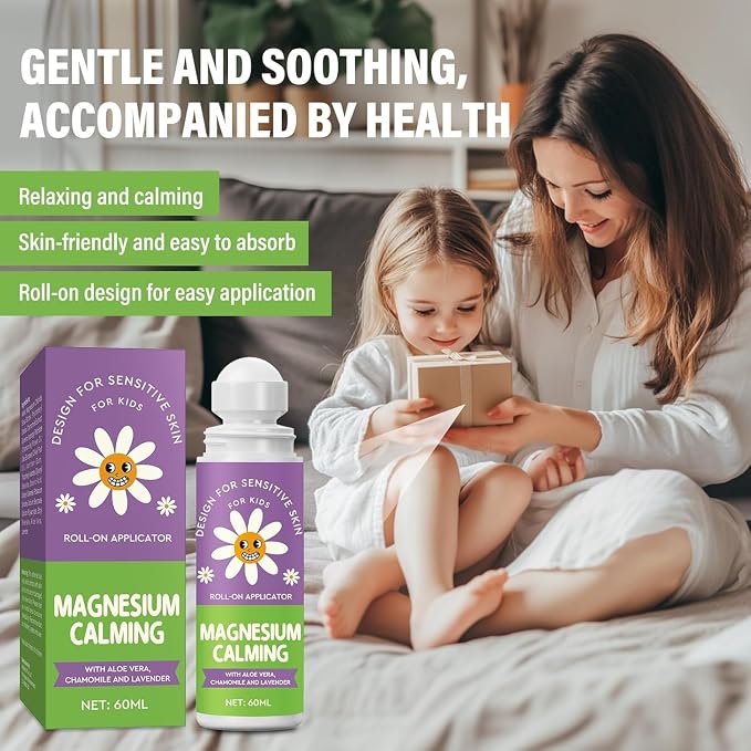 Magnesium Lotion for Kids, Gentle Roll on Magnesium Lotion for Sleep, Moisturizing Skin & Improve Children Bedtime, 60ml