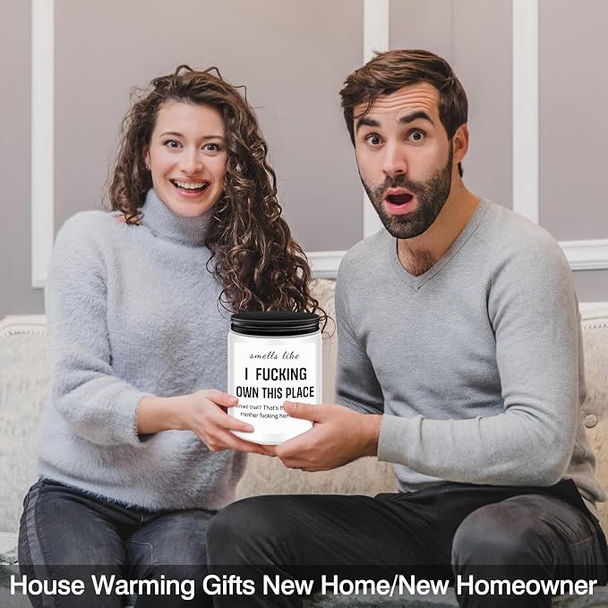 Homsolver House Warming Gifts New Home, Funny Housewarming Gifts for Women, Men, Neighbor, New Homeowner, Apartment, House Warming Party Lavender Candles Decor Gift Ideas