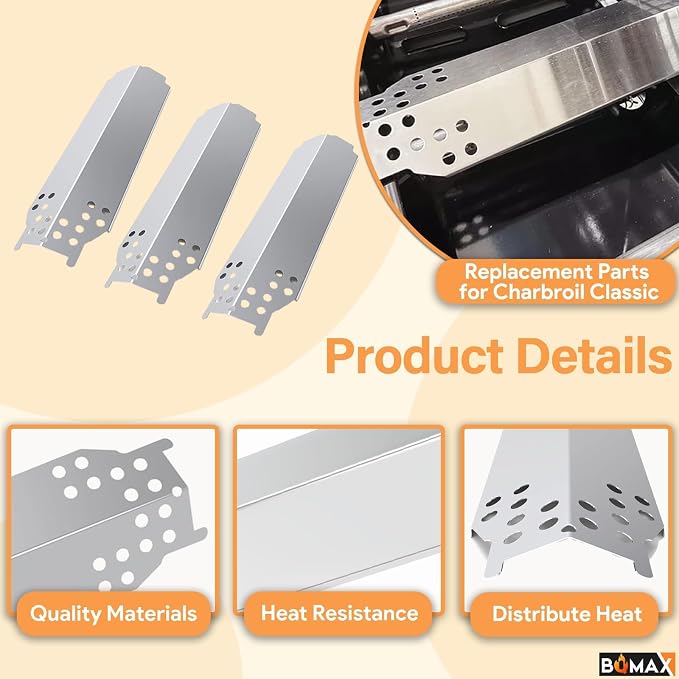 Grill Parts for Charbroil Classic 360 3-Burner 463672717 463672817 463773717 G320-0200-W1A G215-0203-W1, Burner and Heat Plates Kit for American Gourmet 3-Burner 465735621