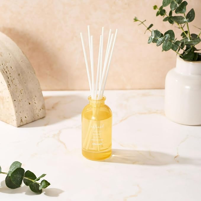 Scented Reeds Diffuser 3 fl oz (90mL) with 8 Synthetic Reeds (Refresh (Lemon Zest + Bergamot + Sage))