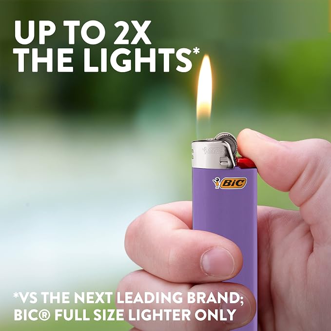 BIC Classic Lighters, Pocket Style, Lighter for Candles, Purple Lighters (Packaging May Vary), 12 Count Pack