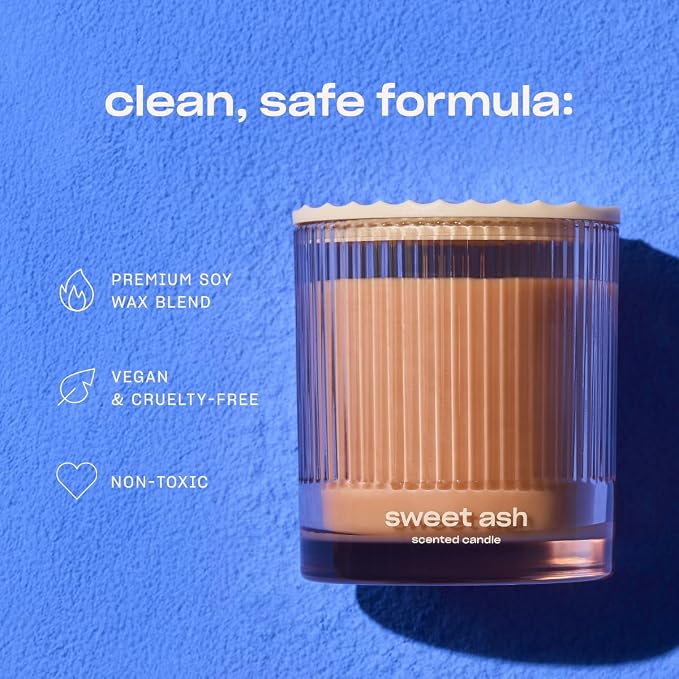 Sweet Ash Scented Candle by Snif, Low-Key Sweet and Earthy Scent, 50+ Hours, 100% Cotton Fiber Wicks, Soy Wax Blend, Non-Toxic, Vegan, 8.5 oz