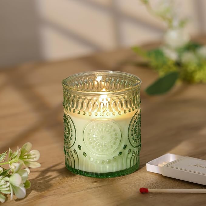 Eucalyptus & Sage Soy Scented Candles for Home- 5.3oz 35H Natural Soy Wax Aromatherapy Jar Candle with Strong Scent, Decorative Aesthetic Candles for Relax, Meditation, Bathroom, Luxury Gift for Women