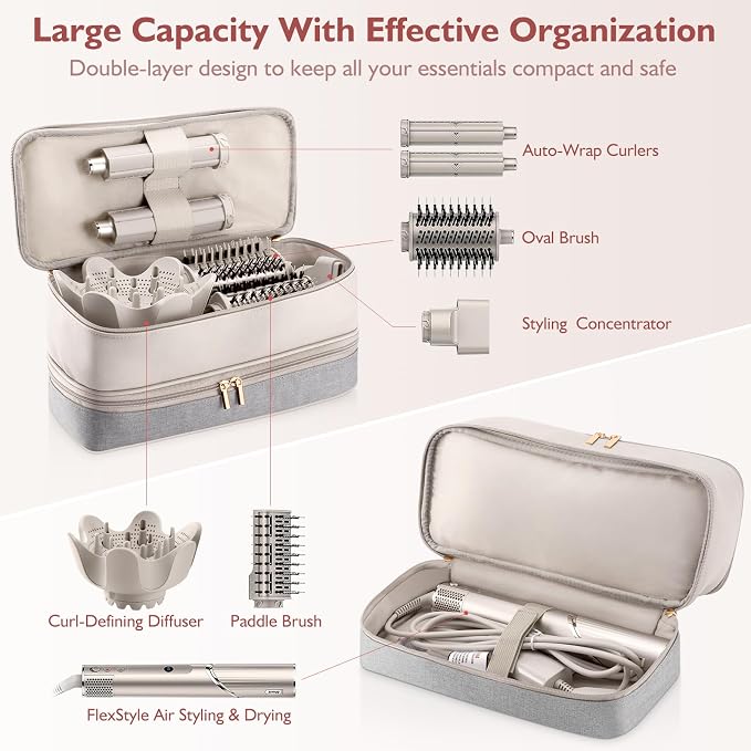 Travel Carrying Case for Shark Hair Dryer Flexstyle FlexFusion Airwrap Brush Double-Layer Hair Accessories Tools Storage Bag for Revlon Hairdryer Styler Organizer