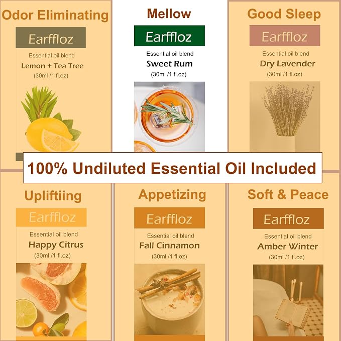 Pluggable Oil Diffuser & EO Blend, Sweet Rum (1 fl.oz), 30 Days' Strong Natural Creamy Fresh Odor Masking Scent Plug in Air Freshener Non-Toxic Chemical-Free Make Home Smell Good Fragrance